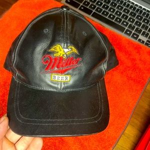 Miller Genuine Leather Hat Headmaster Black Rare Beer